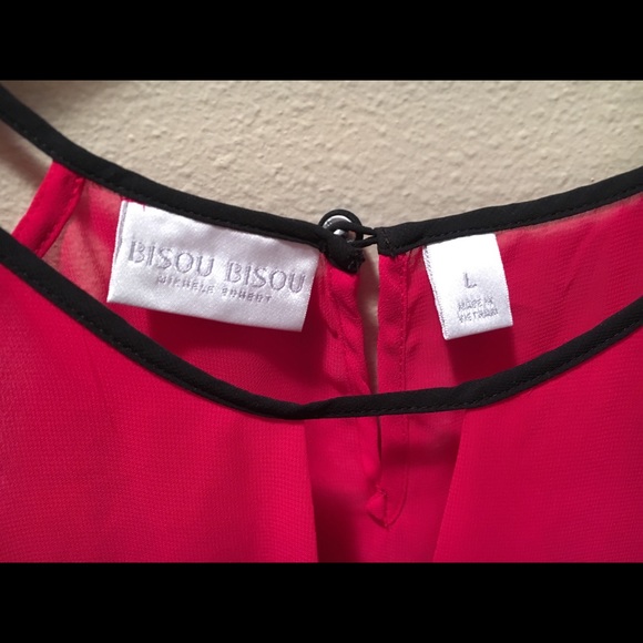 Large BISOU BISOU Pink Shear Blousen Elastic waist - Picture 3 of 8